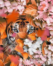 Carica l&#39;immagine nel visualizzatore di Gallery, Dipingere con i numeri - Occhi di tigre fra i fiori