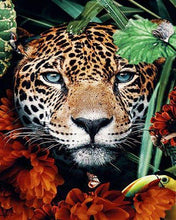 Carica l&#39;immagine nel visualizzatore di Gallery, Dipingere con i numeri - Pantera fra fiori e foglie