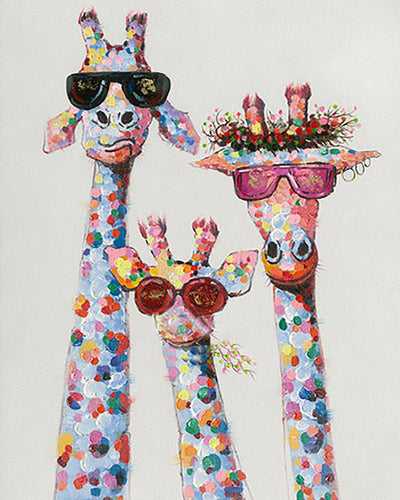 Dipingere con i numeri - Famiglia di giraffe pop art Figured'Art