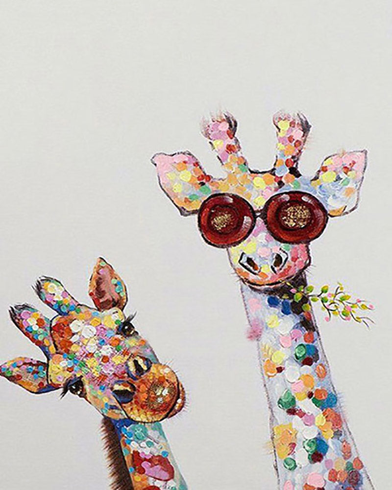 Dipingere con i numeri - Duo di giraffe pop art Figured'Art