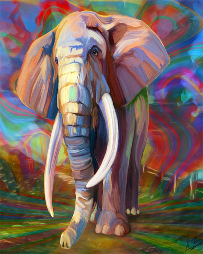 Dipingere con i numeri - Vecchio elefante solitario Figured'Art