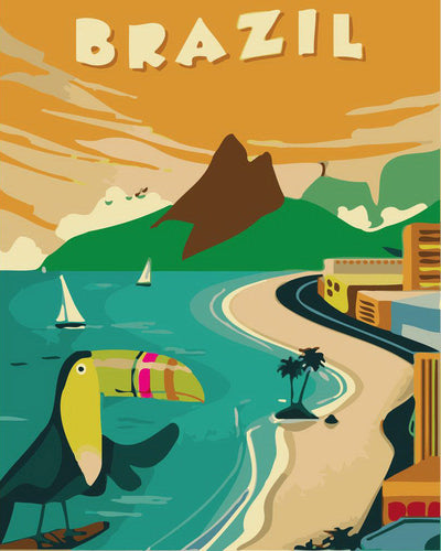 Dipingere con i numeri - Poster di viaggio in Brasile Figured'Art