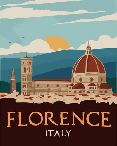 Dipingere con i numeri - Poster di viaggio a Firenze, Italia Figured'Art