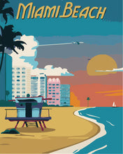 Carica l&#39;immagine nel visualizzatore di Gallery, Dipingere con i numeri - Poster di viaggio a Miami Beach Figured&#39;Art