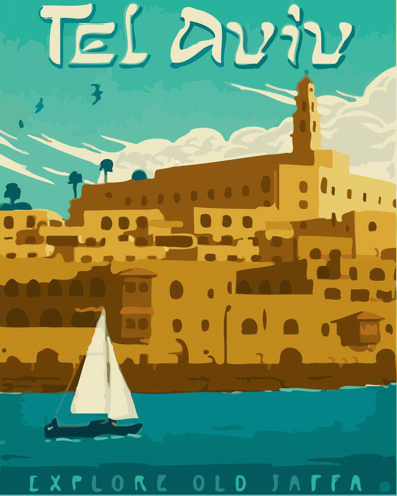Dipingere con i numeri - Poster di viaggio a Tel Aviv Figured'Art
