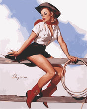 Carica l&#39;immagine nel visualizzatore di Gallery, Dipingere con i numeri - Pin-up cowgirl Figured&#39;Art
