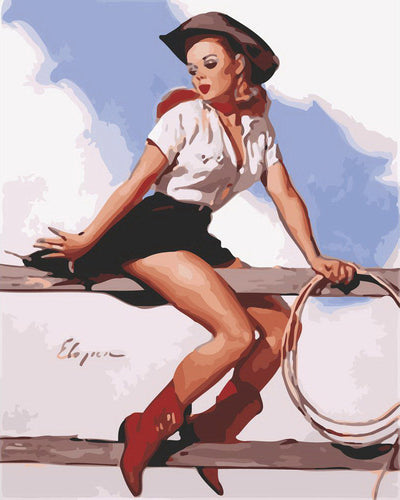 Dipingere con i numeri - Pin-up cowgirl Figured'Art