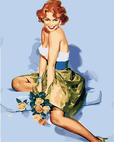 Dipingere con i numeri - Pin-up vintage con bouquet Figured'Art