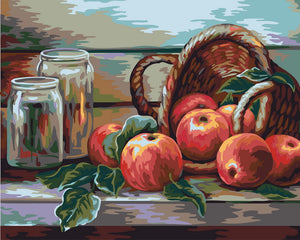 Dipingere con i numeri - Cesto di mele rosse