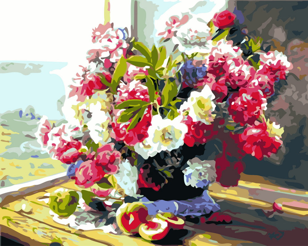 Dipingere con i numeri - Fiori sul bordo della veranda