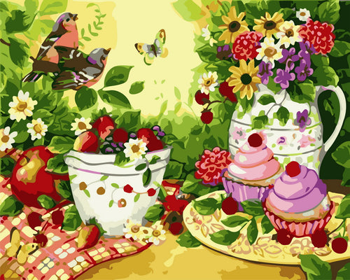 Dipingere con i numeri - Merenda in primavera