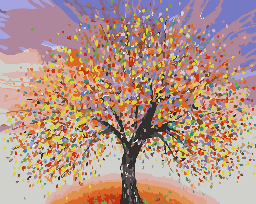 Dipingere con i numeri - Albero ed esplosione di colori