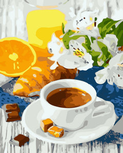 Dipingere con i numeri - Colazione e tazza di caffè