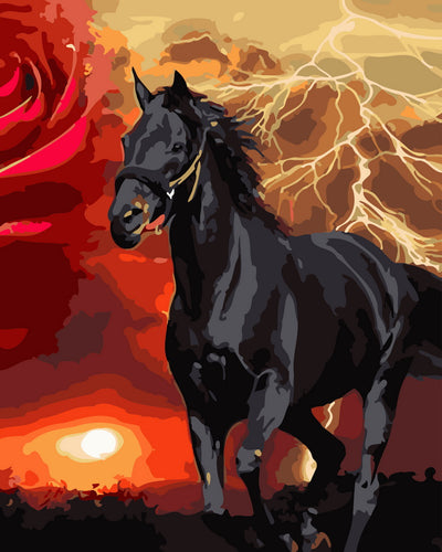 Dipingere con i numeri - Cavallo nero e fulmini