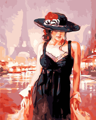 Dipingere con i numeri - Giovane donna a Parigi Figured'Art