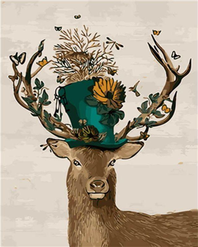 Dipingere con i numeri - Il cervo e il suo cappello