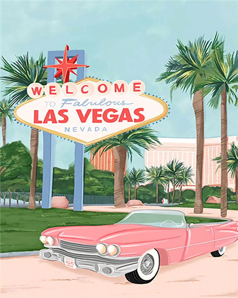 Dipingere con i numeri - Poster di viaggio Benvenuti a Las Vegas Figured'Art