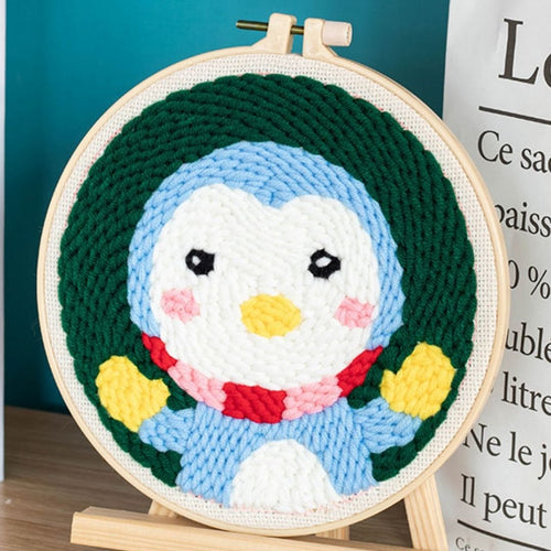 Punch Needle Piccolo pinguino blu