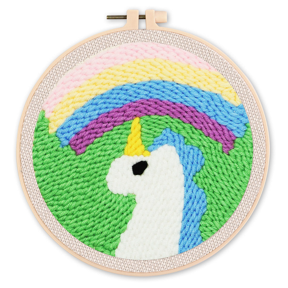 Punch Needle Unicorno pastello e arcobaleno