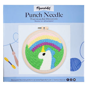 Punch Needle Kit Unicorno pastello e arcobaleno