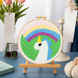 Punch Needle Kit Unicorno pastello e arcobaleno