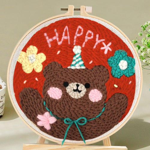 Punch Needle Piccolo orso felice