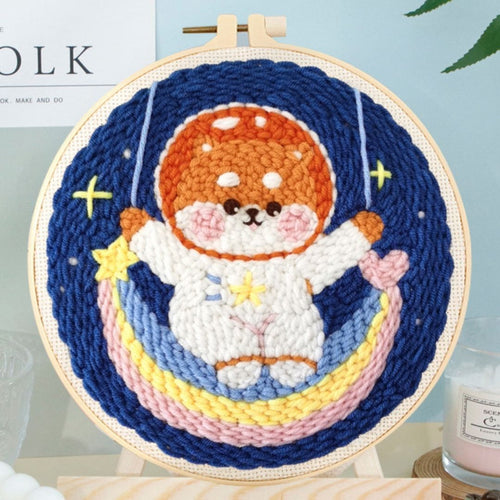 Punch Needle Astronauta sulla'altalena arcobaleno