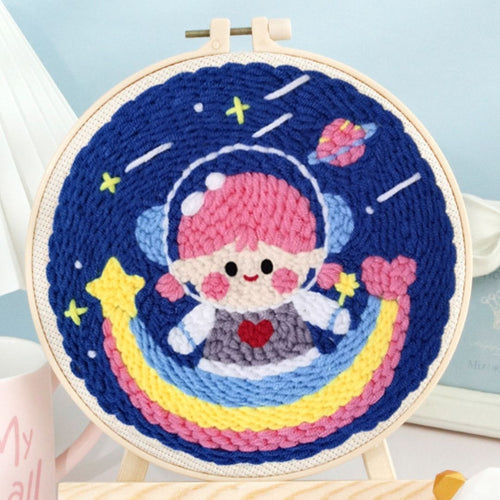 Punch Needle Piccola astronauta e arcobaleno
