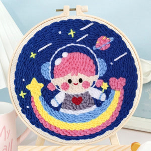 Punch Needle Piccola astronauta e arcobaleno