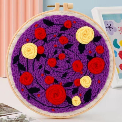 Punch Needle Corona di rose