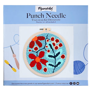 Punch Needle Kit Esplozione di fiori rossi