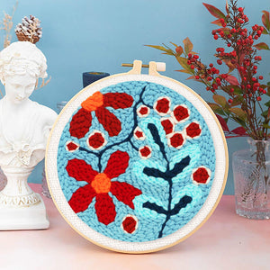 Punch Needle Kit Esplozione di fiori rossi