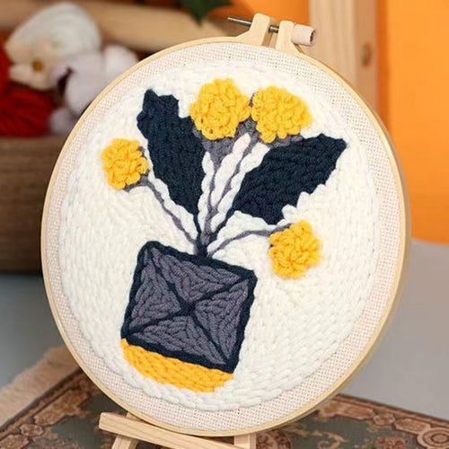 Punch Needle Bouquet di fiori gialli