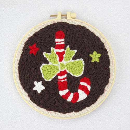 Punch Needle Candy Cane con fiocco