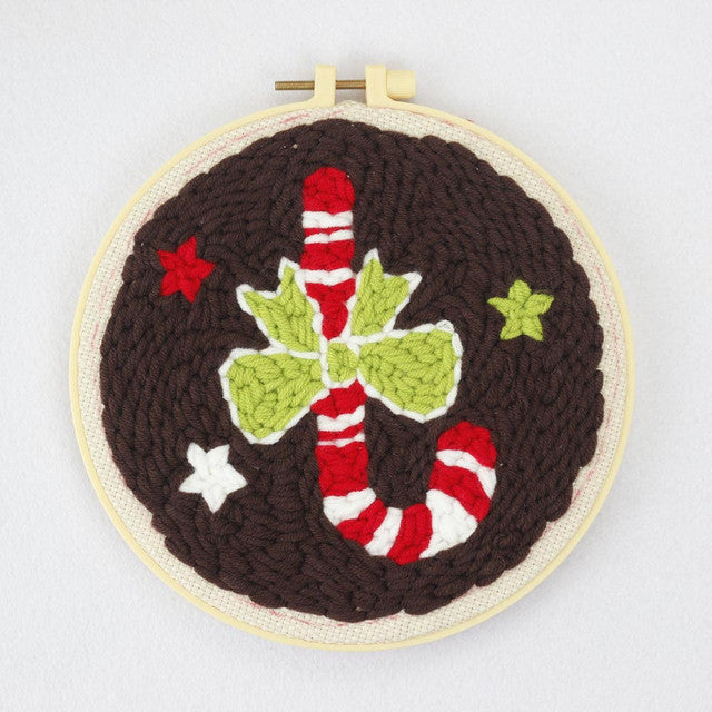 Punch Needle Candy Cane con fiocco