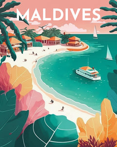 Diamond Painting - Poster di viaggio alle Maldive