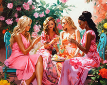 Carica l&#39;immagine nel visualizzatore di Gallery, Diamond Painting - Pink Club nel Roseto 40x50cm tela già incorniciata