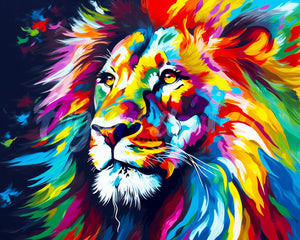 Diamond Painting - Leone Astratto Colorato 40x50cm tela già incorniciata