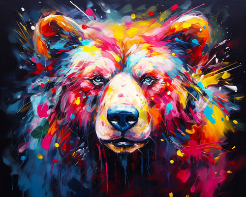 Diamond Painting - Orso Astratto Colorato 40x50cm tela già incorniciata