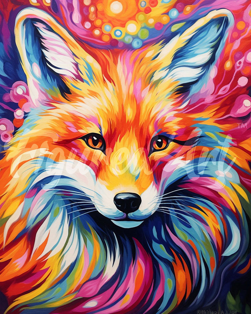 Diamond Painting - Volpe Astratta Colorata 40x50cm tela già incorniciata