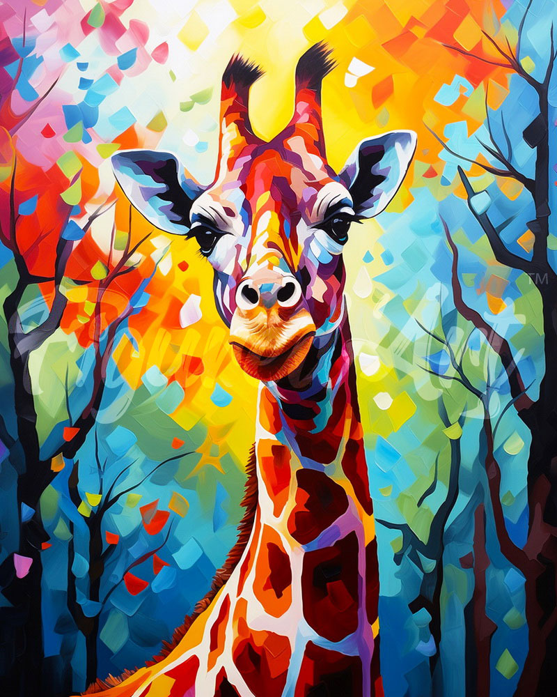 Diamond Painting - Giraffa Astratta Colorata 40x50cm tela già incorniciata