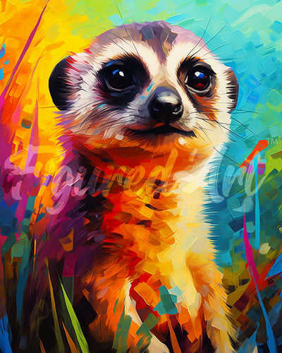 Diamond Painting - Suricato Astratto Colorato 40x50cm tela già incorniciata