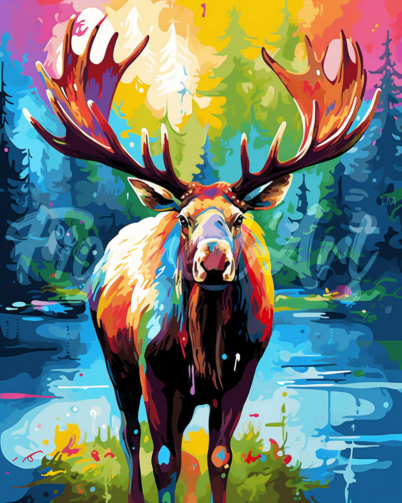 Diamond Painting - Alce Astratto Colorato