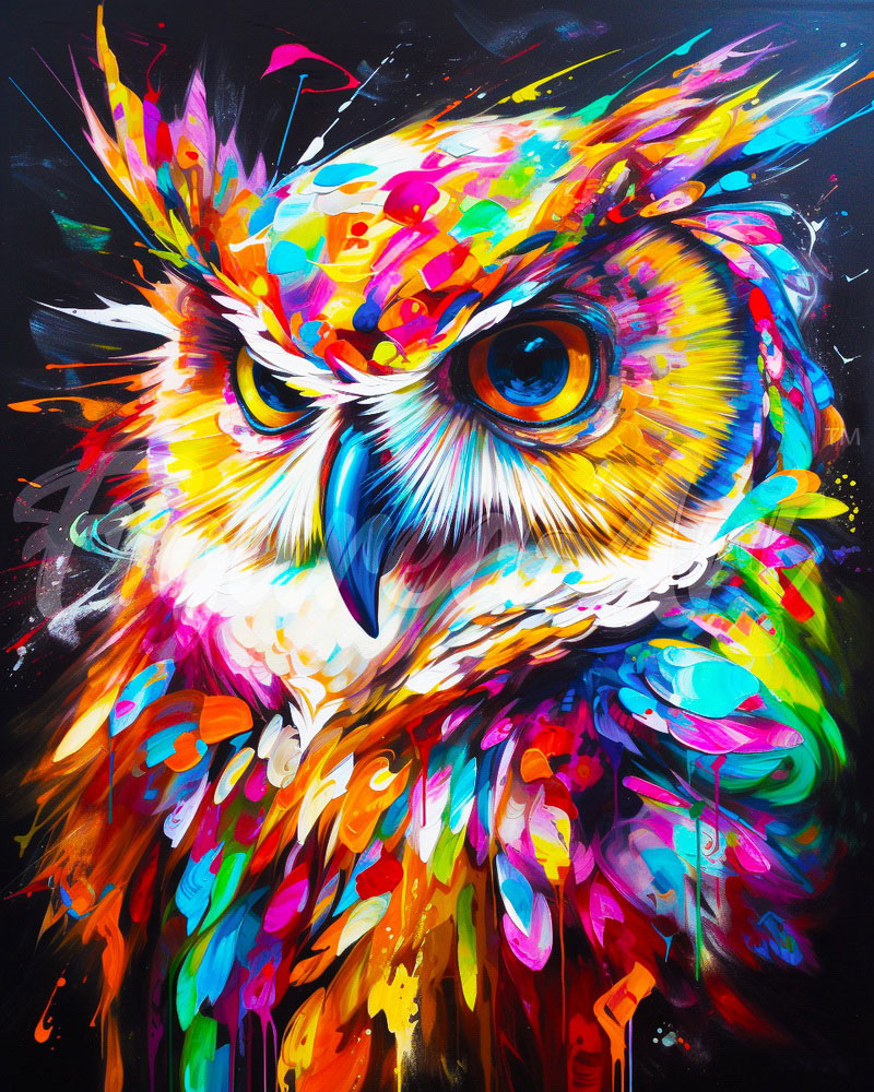 Diamond Painting - Gufo Astratto Colorato