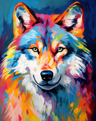 Diamond Painting - Lupo Astratto Colorato