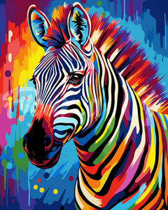 Diamond Painting - Zebra Astratta Colorata