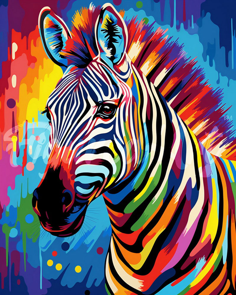 Diamond Painting - Zebra Astratta Colorata