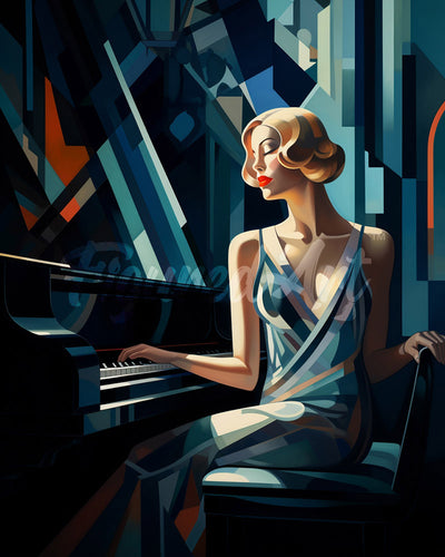 Diamond Painting - Donna al Piano Art Deco