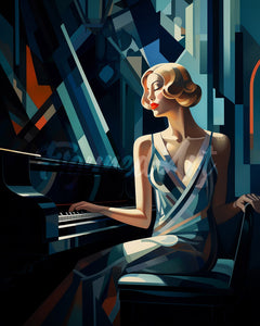 Diamond Painting - Donna al Piano Art Deco