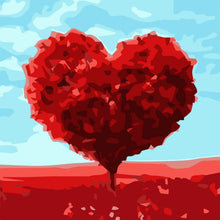 Carica l&#39;immagine nel visualizzatore di Gallery, Mini Diamond Painting 25x25cm Heart Red Tree